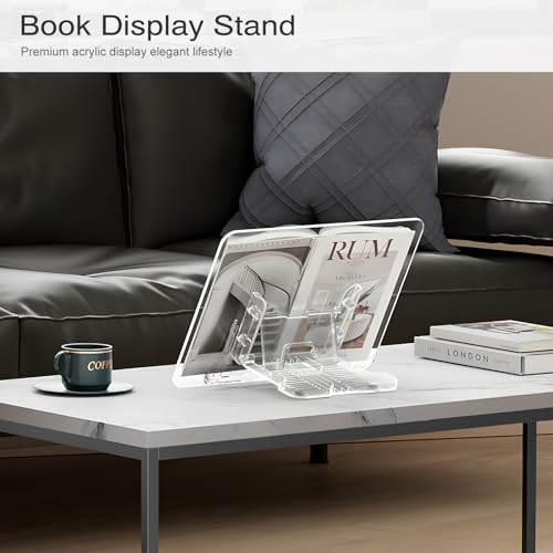 Acrylic Book Stand, Angle Adjustable Book Display Stand,Foldable Cookbook Stand, Lightweight Book Holder for Magazines, Laptop, Recipe, Textbook | Lightweight cookbook display, for magazines, recipe books, textbooks. Portable reading stand - size: 13.8 x