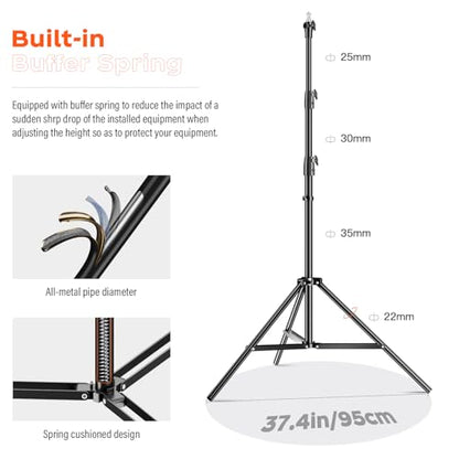 Godox Light Stand 112in/9.3' Photography Heavy Duty Light Stand | with 1/4” to 3/8” Universal Screw Carry Bag Portable for Photography Studio Portrait Shooting - size: 112in