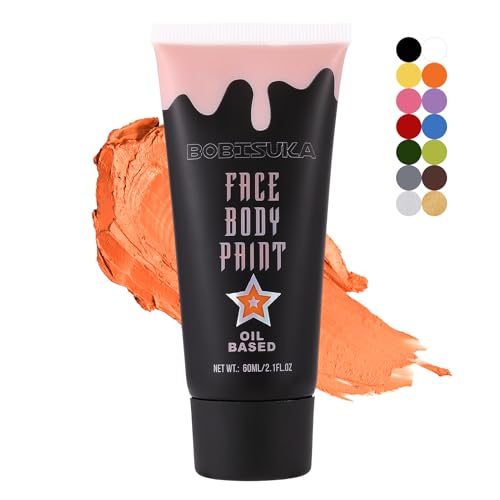BOBISUKA Orange Face Body Paint, High Pigmented Face Painting Kit for Halloween Makeup, Scary Pumpkin, Tiger Cosplay, Costume, SFX Special Effect and Theme Parties（2.1 Fl.oz） - color: Orange