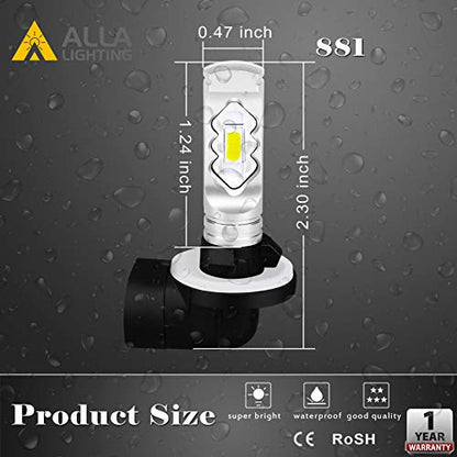 Alla Lighting 3800lm PGJ13 Base 889 881 LED Fog Light Bulbs, Red Xtreme Super Bright H28 886 888 894 896 898 ETI-SMD Replacement - color: 800K Red