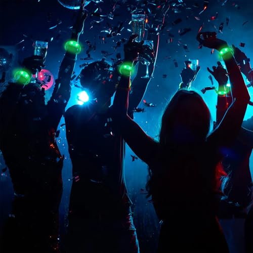 24 Pcs LED Glow Bracelets Sound Activated Music Control Light Up Bracelets for St Patty's Non Candy Goodie Gift Bag Stuffers Treats for Boy Girl For Birthday Party,Carnival,Concerts(green) - color: Green