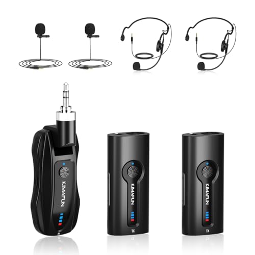KIMAFUN Wireless 2.4G Lavalier Microphone, Lapel Mics Handheld Mic 2 in 1 - size: 2TX+1RX
