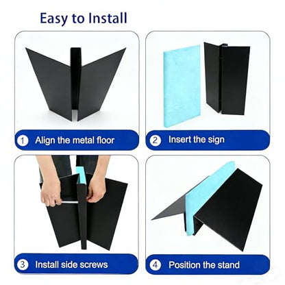 2 Pack Metal Floor Sign Stand Holders for Foam Board & Acrylic Signs | Upward-Flipping Edges, Anti-Deformation, Fits 0.25"-1.5" Thick Board, Up to 72" High, Heavy Duty Black Base Only - color: Black