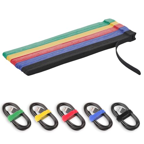 Hook & Loop Reusable Cable Ties, 5 Colors, 10 Inch, 50 Pcs - color: 10 Inch 50 Pcs