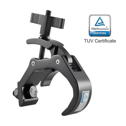 1.57-2.36 Inch Truss Clamp, 4PCS GZhumin Professional Aluminium Black Stage Lighting Clamp Hook with TUV Certified, Heavy Duty 100KG 220LB Lighting Clamps, Fit for 40-60 mm OD Tube