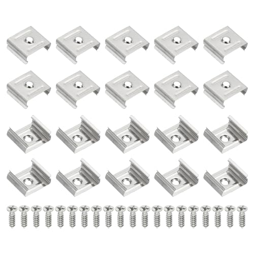 PATIKIL LED Strip Clips, 80pcs Stainless Steel Mounting Brackets Fixing Clip Clamp Support Holder with Screws for 19mm to 20mm LED Strip Lighting Cable - size: 19mm to 20mm