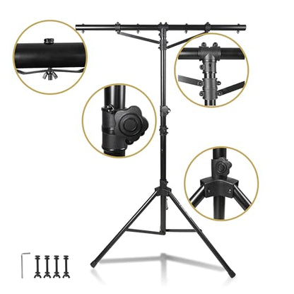 Sound Town DJ Lighting Stand, Height Adjustable, 9 ft Tall, with T-Bar and Tripod Base (STLS-T09) - color: Black, size: 9ft