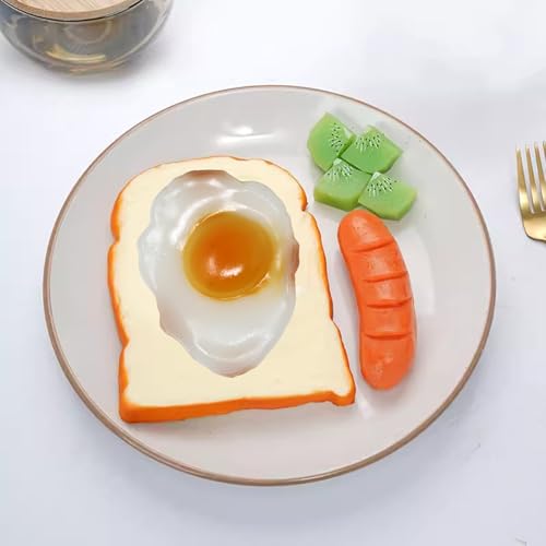 Honbay 4PCS Lifelike Artificial Fried Eggs PVC Resin Fake Food Realistic Simulation Cooked Egg Imitation Food Model Props for Home Party Halloween Decoration Market Food Sample Display