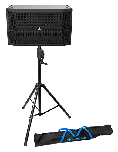 Mackie DRM12A-P 12" 2000 Watt Arrayable Passive Live Sound DJ PA Speaker Bundle with Rockville RVCS2 Heavy-Duty Tripod Adjustable Crank-Up DJ PA Speaker StandwithBag