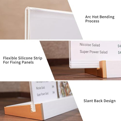 3 Pack Acrylic Sign Holder 8.5X11 for Wedding Anniversary Party, Horizontal White Tabletop Sign Display for Business Restaurant/Hotel/Office Meeting Events Information Holder - size: 11X8.5 L