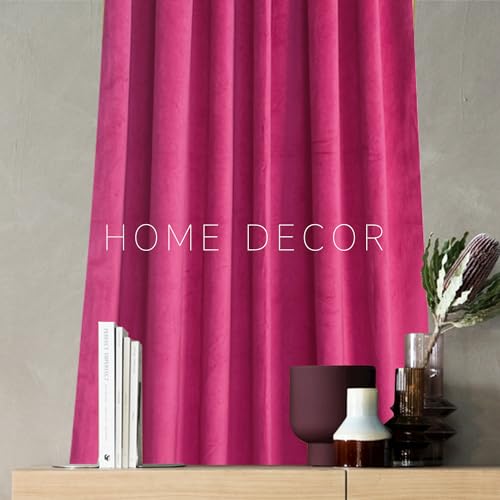 Roslynwood Velvet Berry Curtain 63 inch Long - Curtains Block Light Rod Pocket Thermal Insulated Window Drapes Set for Living Room/Bedroom/Dining Room, W52 x L63, 2 Panels - color: Berry, size: 52"W x 63"L (Pack of 2)