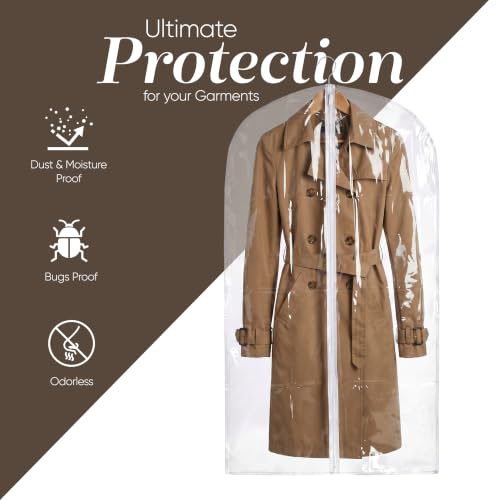 Handy Laundry Clear Vinyl Gown Bag - Protect Your Clothing While Traveling and Dust Free While Hanging in Your Closet. Ideal for Coats, Suits, Dresses or Gowns - Set of 2 (24 X 65 Inches) - size: 24" x 65", style: Clear Vinyl