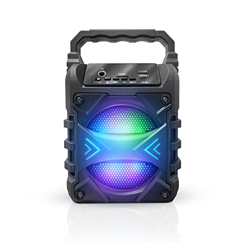 Top Tech Jet-4 Bluetooth Speaker, 400W, 4" Woofer, Rich Bass, 6hr Playtime, Disco Lights, Karaoke Mode, TWS, 100ft Range, USB, TF, Mic Input, Portable Speaker (Black) - color: Black