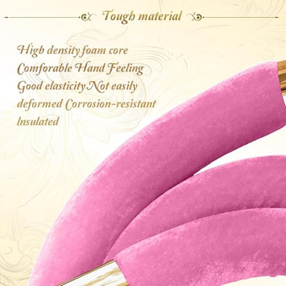 2PCS Pink Velvet Stanchion Rope 5 Ft Crowd Control Ropes Barrier with Gold Hooks for Party - color: Pink&gold, size: 2PCS