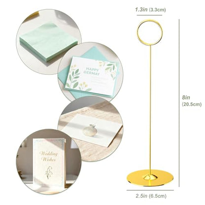 ERYTLLY 16PK Place Card Holders 8 Inch Table Number Holders Table Card Holders Steel Card Holders for Birthdays,Weddings,Photos, Food Signs, Memo Notes, Restaurants (Gold) - color: Gold