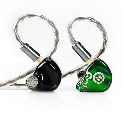HiFiGo IEMs Juzear x Z Review Defiant in Ear Monitor, 1DD +3BA Hybrid Drivers Earphones, HiFi Wired Earbuds, Gaming Earbuds with 3.5/4.4mm Detachable Cable for Musician Audiophile Gamer (Green) - color: Green