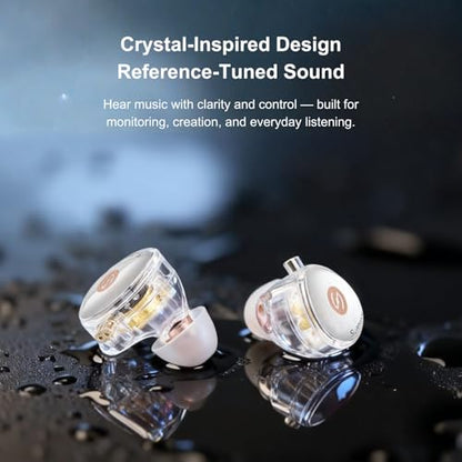 Surfans M10 Hybrid IEM Earbuds, 1DD+1BA Wired in-Ear Headphones with 4-Core Silver-Plated OCC Cable, Detachable 0.78mm 2-Pin, 3.5mm HiFi Earphones, Transparent