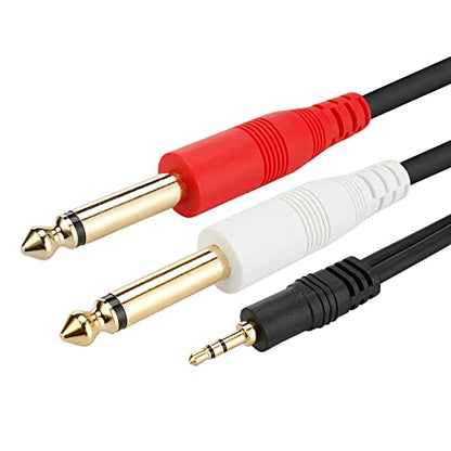 1/8 TRS to Dual 1/4 Audio Cable, 3.5mm TRS to 6.35mm Dual 1/4 TS Mono Y Splitter Audio Cable Adapter for SMA rtphone, Computer, Mixer, Amplifier Speaker, Home Stereo System (5FT) - size: 6FT