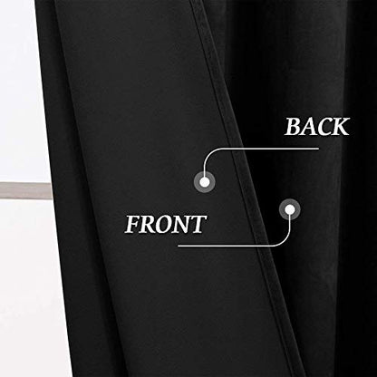 RYB HOME Extra Long Velvet Curtains 120 inches Long, High Ceiling Curtains | Thermal Insulated, Room Darkening, Privacy UV Protection, Loft Apartment Living Room, Black, W52 x L120, 2 Panels - color: Black, size: 52"W x 120"L (Pack of 2)