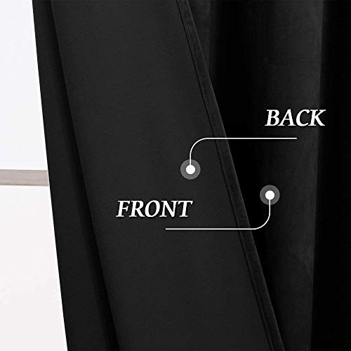 RYB HOME Black Velvet Curtains 63 inches Long - Super Soft Light Heat Block Blackout Small Window Treatment Panels for Bedroom Living Room Dining Backdrop, W 52 x L 63 inch, 2 Panels - color: Black, size: 52"W x 63"L (Pack of 2)