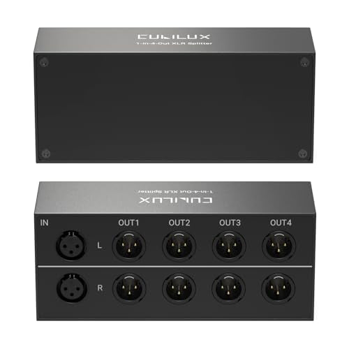Cubilux 4-Way Balanced XLR Splitter Box, Passive Stereo 2-In-8-Out Audio Distributor for Studio, Live, Mixer, Amplifier, Preamps, Powered Speaker