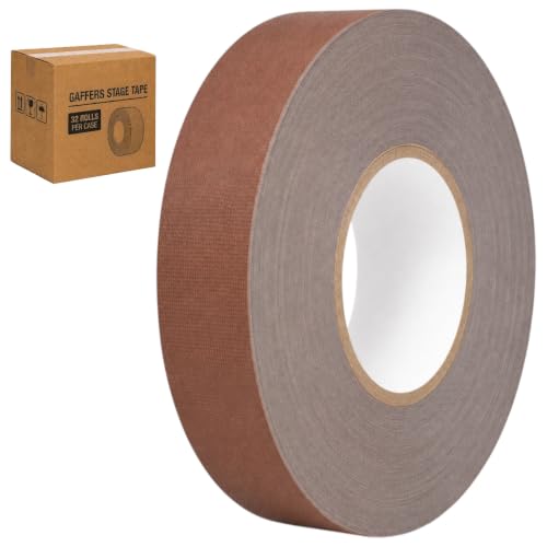 GGR Supplies CGT-80 Gaffers Stage Tape, Brown, 1.5 in x 60 yd, 32-Pack | 12 Mil Low-Gloss Cloth, Clean Removal from Most Surfaces, Water and Abrasion Resistant, Cable Management, Film, Photography - color: Brown, size: 1.5 in. (Pack of 32)