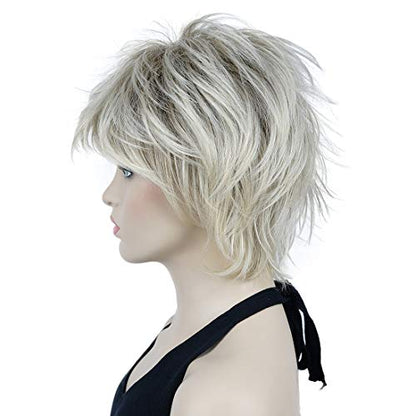 Lydell Short Layered Shaggy Wavy Full Synthetic Wigs (R12-26 Blonde Mix) - color: R12-26 Blonde Mix
