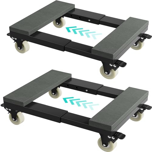 Heavy Duty Moving Furniture Dolly Set of 2, Adjustable Mover Cart - size: 21"-Set of 2