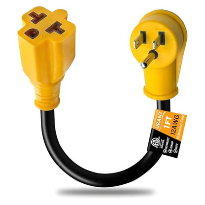 12AWG Heavy-Duty 1Ft 4-in-1 Flat Right-Angle AC Plug Adapter | 15-Amp Household to 20-Amp T-Plug Power Extension Cable,NEMA 5-15P to 5-20R/6-15R/6-20R,15A 125V to 20A 250V Extension Cable - size: 1FT extension cord