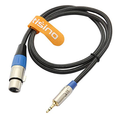 Tisino XLR Female to 3.5mm TRS Aux Unbalanced Microphone Cable, 3.3FT/1m | XLR Female to 1/8" Mini Jack Mic Cable For DSLR, Camcorder, Nylon Braid Gold-Plated Unbalanced Lead - size: 3.3 feet