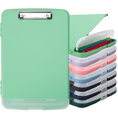 Clipboard with Storage, A4 Binder Nursing Clipboards with Pen Holder, Heavy Duty Storage Clipboards with Low Profile Clip, Clipboard Folder Side-Opening, Smooth Writing Clip Board (Light Green) - color: Light Green