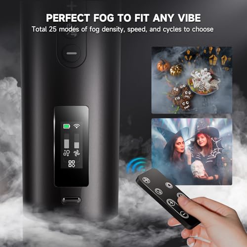 COLBOR Portable Fog Machine 40W with Remote Control, CF5 Mini Handheld Smoke Machine for Photography, Small Fogger Haze Maker for Indoor Outdoor Halloween Party Cosplay, Rechargeable Fog Machine - size: Fog Machine CF5