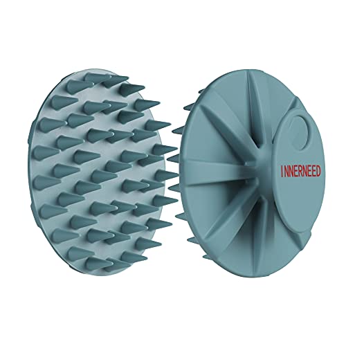 One-piece Silicone Scalp Massager Shampoo Brush Hair Wash, Dark Green | INNERNEED Soft Bristles Scrub Head Scratcher, Head Massage Stress Relax, Wet & Dry Use for Thick Thin Curly Hair Care - color: Dark Green