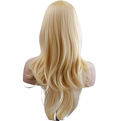 Akstore 28 inch Fashion Wigs Long Wavy Curly Hair Cosplay Wig (Golden) - color: Golden