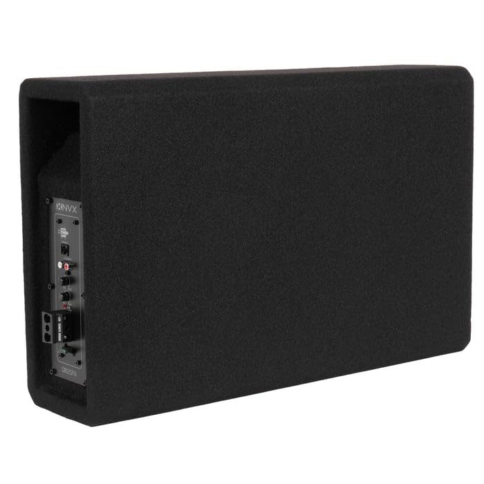 NVX 12" 1200W (350W RMS) Shallow Slot Ported Powered Subwoofer Enclosure | Built-in Amplifier, Metal Grille, Remote Bass Knob, Easy to Install in Cars & Trucks - size: Single 12"
