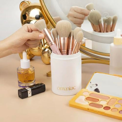 OMANIAC 20Pcs Makeup Brush Set Professional - Cruelty-Free Beauty Gift Kit for Beginners & Women - Premium Synthetic Foundation Eyeshadow Blending Face Powder Brushes with Travel Case (Pink) - color: Rose Gold and Pink