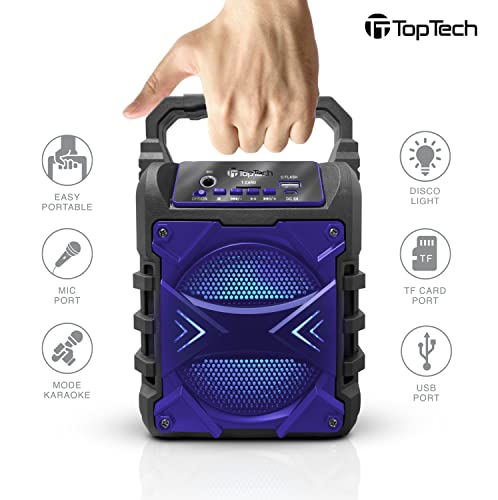 Top Tech Audio Jet-4 400W Bluetooth Speaker, 4" Woofer, Louder Volume, Crystal Clear Stereo, Rich Bass, 100ft Wireless Range, Mic Input, Portable Speaker – Blue - color: Blue