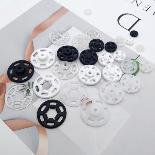 1 Box/15 Set Invisible Small Plastic Snap Buttons Sew-on Snap Buttons Press Button for Sewing Clothing (White, 11.5mm) - color: White, size: 11.5mm