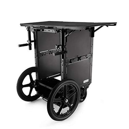 PROAIM Soundchief Audio Production Cart with 16U Rack Mount, 150kg/331lb | CNC aluminum cart with 9" front + 20" rear pneumatic wheels & foot brakes; 19" rack compatible, tool-less assembly
