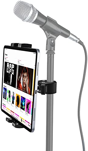 Tablet Mic Stand Holder, Microphone Music Tablet Mount with Ultra Stable C-Clamp, Compatible with iPad Pro/Air/Mini, Galaxy Tabs/Z Fold, Fire HD, iPhone, More 4.7-13" Cell Phones and Tablets