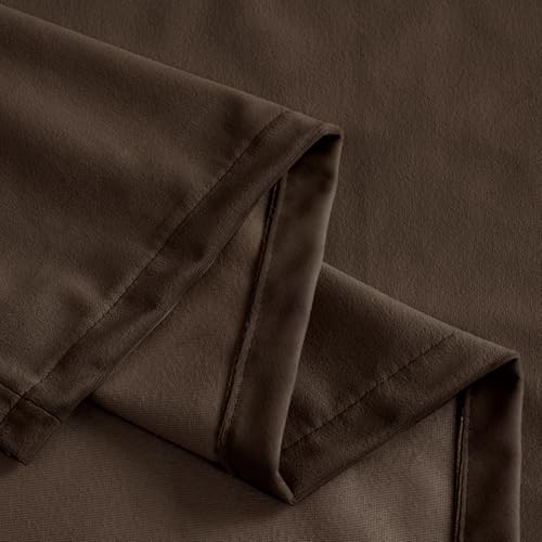 YoungsTex Brown Velvet Curtains 84 Inch Length Living Room Blackout Drapes | Grommet Curtain Privacy for Dining Bedroom Room Darkening, 2 Panels, 52 X 84 Inch - color: Brown, size: 52"W x 84"L (Pack of 2)