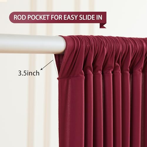 Burgundy Backdrop Curtain 2 Panels-Wrinkle-Free Champagne Curtains Polyester Photography Drapes for Baby Shower Birthday Party Photo Background Backdrop Stand- 8 X10FT (Burgundy) - color: Burgundy, size: W4' x H10'(2 panels)
