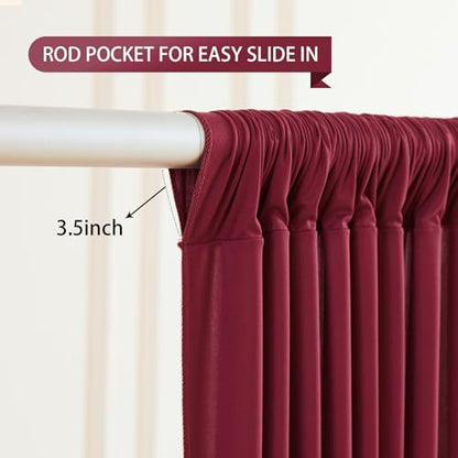 Burgundy Backdrop Curtain 2 Panels-Wrinkle-Free Champagne Curtains Polyester Photography Drapes for Baby Shower Birthday Party Photo Background Backdrop Stand- 8 X10FT (Burgundy) - color: Burgundy, size: W4' x H10'(2 panels)