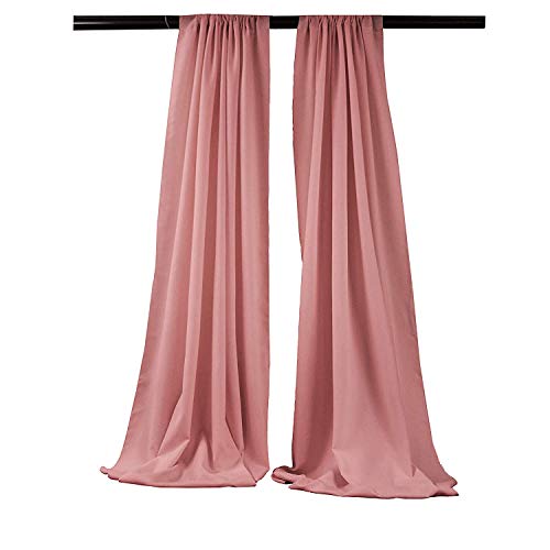 New Creations Fabric & Foam Inc, 5 Feet Wide by 9 Feet High Polyester Backdrop Drape Curtain Panel (2 Panels 5 Ft Wide x 9 Ft High) (Dusty Rose) - color: Dusty Rose