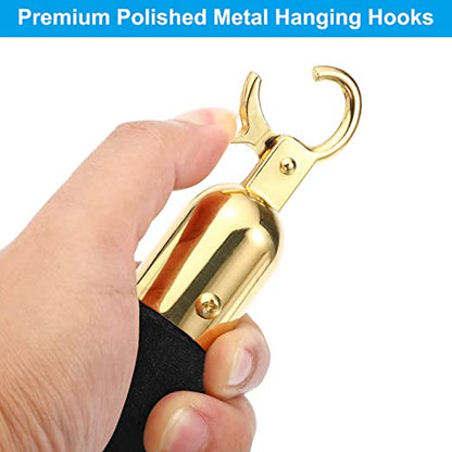 PATIKIL 5 Feet Black Velvet Stanchion Rope, Crowd Control Barrier Rope with Snap Hooks for Posts Stand Queue Divider of Hotel Theater, Golden - color: Black, size: 5 Feet
