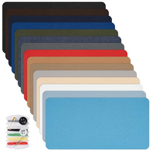 Amrules Iron Patches, 15 Pcs Multi-Colored Fabric Repair Kit, 3.94" x 7.87" - color: Denim Colorful, size: 3.94"x7.87"-15PCS