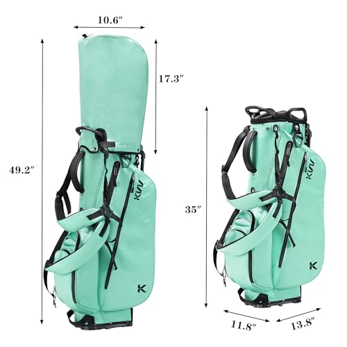 KVV Lightweight Golf Stand Bag with 7 Way Full-Length Dividers, 5 Zippered Pockets, Automatically Adjustable Dual Straps，Elegant Design - color: Lagon