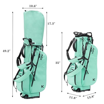 KVV Lightweight Golf Stand Bag with 7 Way Full-Length Dividers, 5 Zippered Pockets, Automatically Adjustable Dual Straps，Elegant Design - color: Lagon