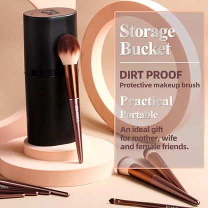 BS-MALL Makeup Brush Set, 18 PCS Professional Makeup Brushes with Case, Premium Synthetic Foundation Powder Concealer Blush Eyeshadow Brushes, Complete Face & Eye Makeup Kit for Beginners & Pros - color: C-Brown