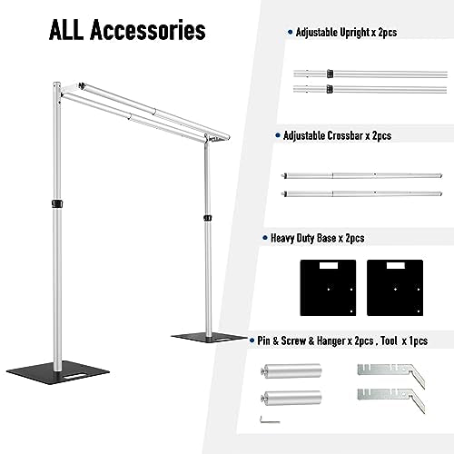 Hecis Heavy Duty Backdrop Stand,12x12ft Double Crossbar Pipe and Drape Stand, arch backdrop stand, Back Drop Stand for Party Event, Trade Shows & Wedding Decor